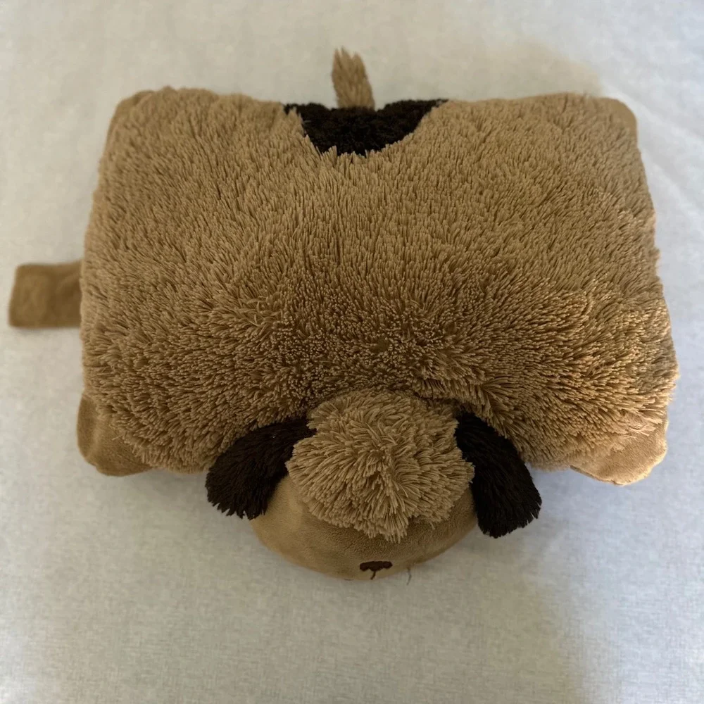 Pillow Pets Original Playful Puppy Brown Tan Dog Plush Folding Stuffed Animal 18